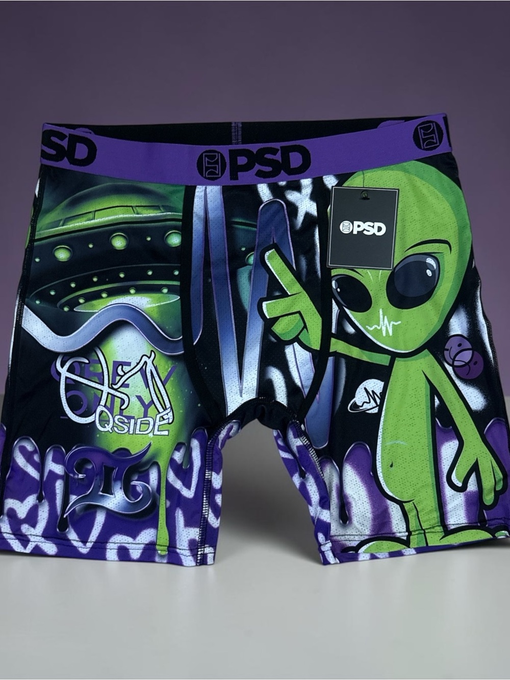 PSD White Boxer Briefs with Purple Accent